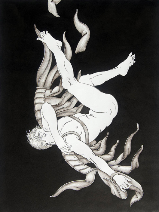 Icarus (2015), Ink on paper, 40" x 30"