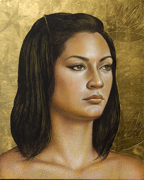 Michael Bergt Amanda, Egg Tempera, Gold Leaf, 10" x 8", 2014