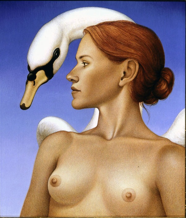Leda's Swan, Egg Tempera, 14" x 12", 1999